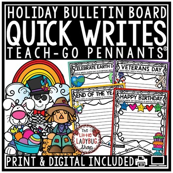 Preview of Quick Writes Bulletin Board Fall Winter Spring Writing Prompts 1st 2nd Grade