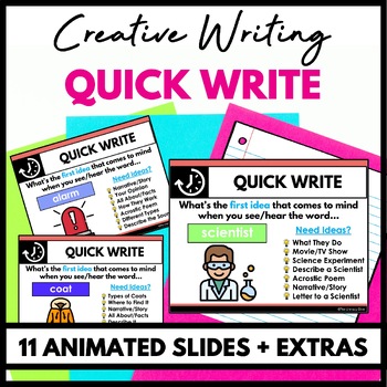 Preview of Daily Quick Writes Creative Writing Prompt Slides for 2nd 3rd 4th 5th Grade