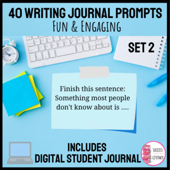Preview of Quick Writes Writing Journal Prompts & Journal for Middle or High School Set 2