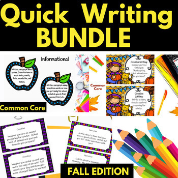 Preview of Quick Writing Prompts Fall BUNDLE Centers Stations Journals Morning Work 3rd 4th