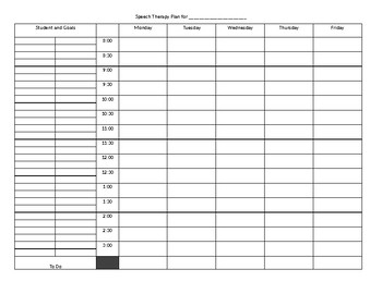 Preview of Quick and Basic Speech Therapy Plan and Schedule Template