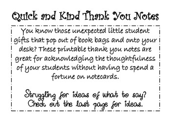 Preview of Quick and Kind Thank You Notes From You to Your Student