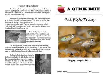 Preview of Quick bite - Pet Fish tales