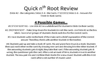 Preview of Quick nth Root Games - 4 Ideas in 1! - The Small Group Guru