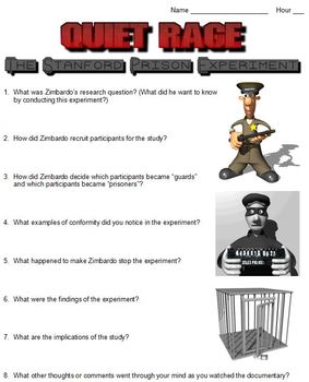 Preview of Quiet Rage:  The Stanford Prison Experiment Worksheet