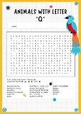 Quirky Animals Word Search Puzzle - Animals with letter Q