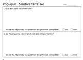 Quiz Biodiversité Science 6e [FRENCH]