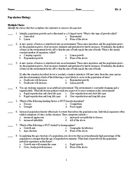 Quiz - Biology - Population Biology by Ron's Secondary School Store