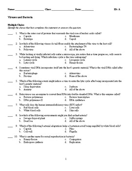 Quiz - Biology - Viruses and Bacteria by Ron's Secondary School Store