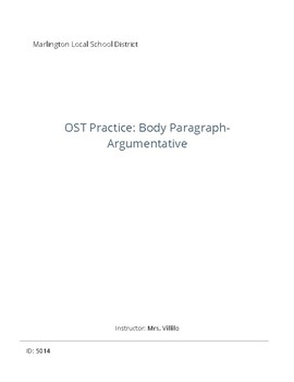 Preview of Quiz: Body Paragraph Templates- Argumentative- PDF & Schoology