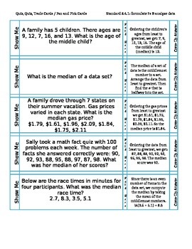 Preview of Quiz Cards -- Analyze Data