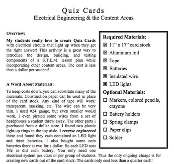 Preview of Quiz Cards: Student-Made Electronic Game Boards