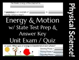 Quiz: Energy Unit - Physical Science (Answer Key Included)