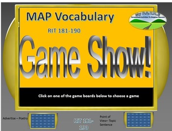 Preview of MAP TEST READING VOCABULARY GAME - Game Show (RIT BANDS 181-190)
