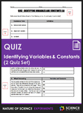 Quiz - Identifying Variables and Constants (2 Quiz Set)
