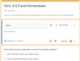 Quiz - Intro Anatomy and Homestasis