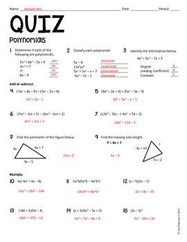 Quiz (Introduction to Polynomials) by Lisa Davenport | TpT