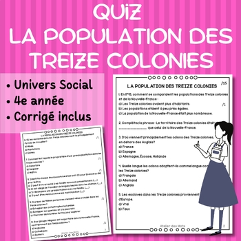 Preview of Quiz La population des Treize colonies  1745