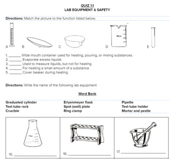 Quiz: Lab Equipment, Scientific Method, and Density by Jennifer Irby
