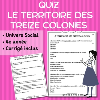 Preview of Quiz Le territoire des Treize colonies 1745 4e