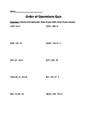 Quiz : Order of Operations