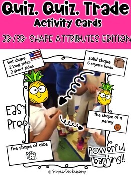 Preview of Quiz, Quiz, Trade Activity Cards 2D/3D Shape Attributes Edition
