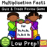 Quiz & Trade Game for Multiplication facts 3’s, 4’s, 6’s, 