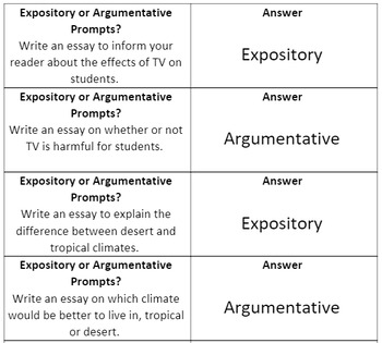Preview of Quiz-Quiz-Trade Identifying Argumentative or Expository Prompts