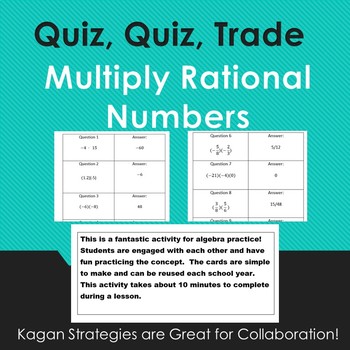 Preview of Quiz, Quiz, Trade:  Multiply Rational Numbers