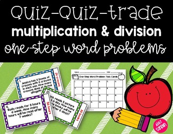Preview of Quiz-Quiz-Trade One-Step Multiplication & Division Word Problem Task Cards