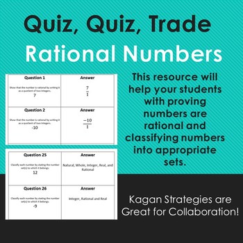 Preview of Quiz, Quiz, Trade: Rational Number Classification