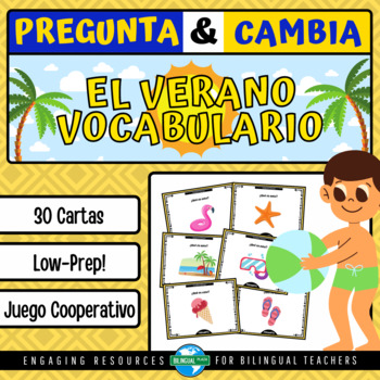 Preview of Quiz & Trade EL VERANO Juego de Vocabulario | Summer Vocabulary Game in Spanish