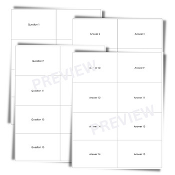 Quiz Quiz Trade Flashcard Template for Double sided Printing TPT