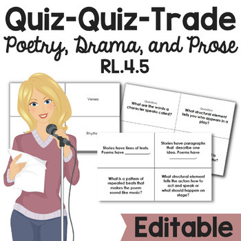 Preview of Quiz Quiz Trade RL.4.5 Poetry Drama & Prose or Story | Flash Cards