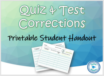 Preview of Quiz and Test Corrections