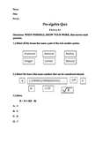 Quiz for Pre-algebra (first weeks)