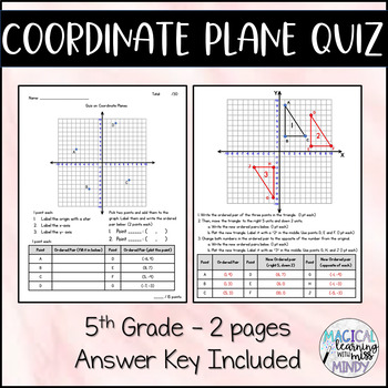 Preview of Quiz on Coordinate Planes (5th Grade)