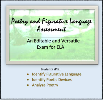 Preview of Assessment: Poetic Terms and Poetry, Figurative Language. Test, Quiz