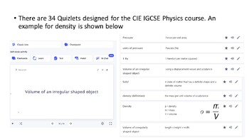 Preview of Quizlet for CIE IGCSE Physics curriculum