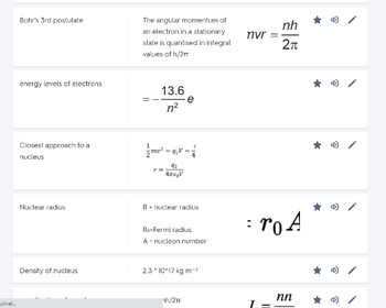 Preview of Quizlets for IBDP physics for syllabus starting 2023