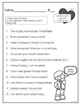 quotation mark activities worksheets and quizzes by love literacy