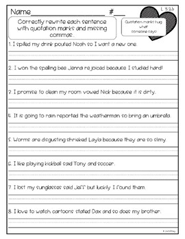 Quotation Marks in Dialogue Worksheets and Activities by Love Literacy