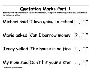 Quotation Mark Activities and Worksheets by Stefanie Bruski | TpT