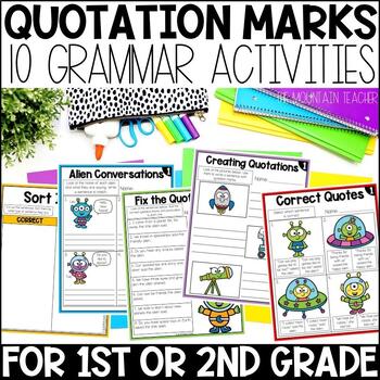 Preview of Quotation Marks Activities, Grammar Worksheets and Quotations Anchor Charts