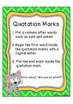 Quotation Marks Anchor Chart With Freebie Crafting Connections - Riset