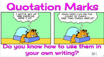 Preview of Quotation Marks- FULL Step-by-Step Google Slides Lesson (4 Days)