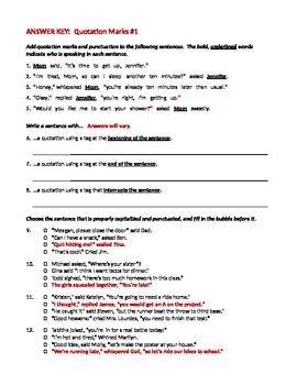 32 Quotation Marks Worksheet 1 Answers - Worksheet Project List