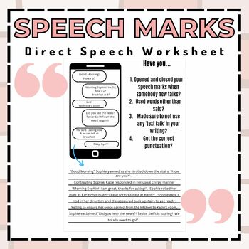 Preview of Quotation Marks Practice | Text Message to Direct Speech Worksheet | 4th Grade