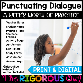 Preview of Quotation Marks Punctuating Dialogue Lesson, Practice & Assessment