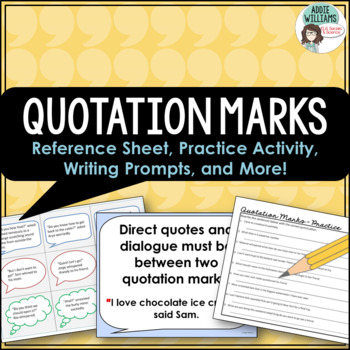 Preview of Quotation Marks -  Punctuation Review, Reference Sheets, Practice, & Posters